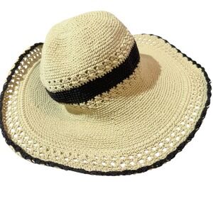 TLC & you Womens Handmade Cotton Crochet Sun Hat Wide Brim Beach Vacation